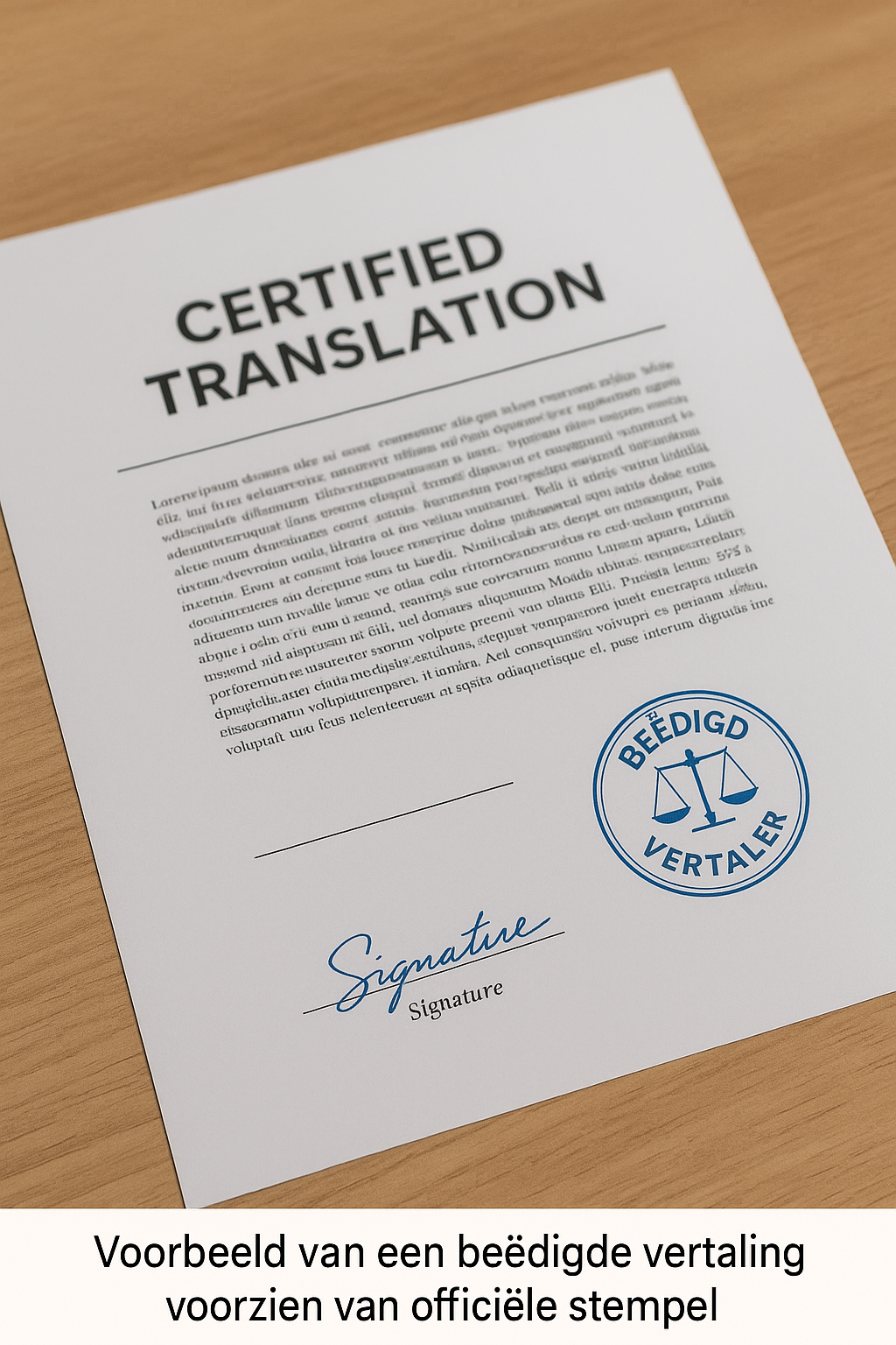 Voorbeeld van een beëdigde vertaling document